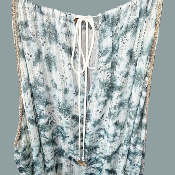 ZARA Women's A-Line Tie Dye Gold Thread Sleeveless Mini Dress. SIZE XL - Picture 15 of 16